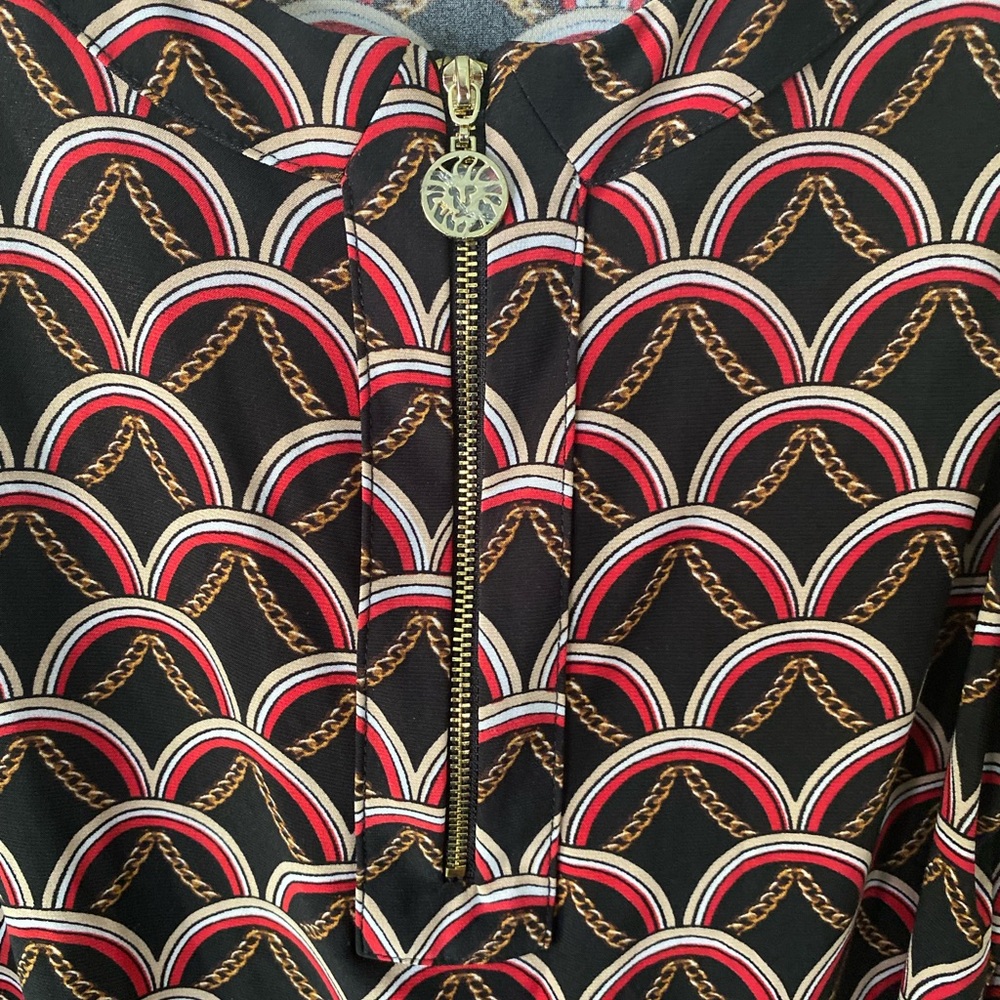 Anne klein sleeveless half zip down women’s blouse size small brown & red - Picture 4 of 8